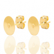 Metall Zubeh&ouml;r DQ Ohrstecker 8mm Gold (Nickelfrei)