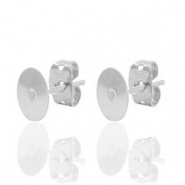 Metall Zubehör DQ Ohrstecker 6mm Antik silber (Nickelfrei)