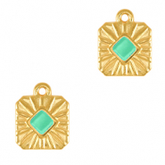 Metall Anhänger DQ Viereck Gold-veraman blue (nikkelvrij)