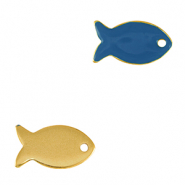 Metall Anhänger DQ Fisch Gold-cerulean blue (nikkelvrij)