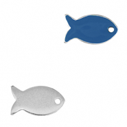 Metall Anhänger DQ Fisch Antik silber-cerulean blue (nikkelvrij)