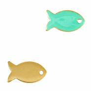 Metall Anhänger DQ Fisch Gold-veraman blue (nikkelvrij)