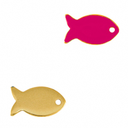 Metall Anhänger DQ Fisch Gold-neon fuchsia pink (nikkelvrij)