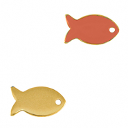 Metall Anhänger DQ Fisch Gold-coral red (nikkelvrij)