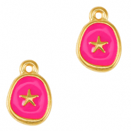 Metall Anhänger DQ Seestern Gold-neon fuchsia pink (nikkelvrij)