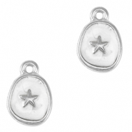 Metall Anhänger DQ Seestern Antik silber-pearl white (nikkelvrij)