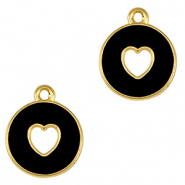 Metall Anhänger DQ Herz Gold-black (Nickelfrei)