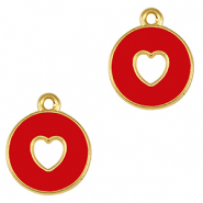 Metall Anhänger DQ Herz Gold-red (nikkelvrij)
