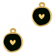 Metall Anhänger DQ Herz Gold-black (Nickelfrei)
