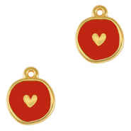 Metall Anhänger DQ Herz Gold-red (nikkelvrij)