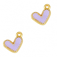 Metall Anhänger DQ Herz Gold-lavender purple (nikkelvrij)