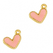 Metall Anhänger DQ Herz Gold-salmon pink (nikkelvrij)
