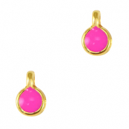 Metall Anhänger DQ 5mm Gold-neon fuchsia pink (Nickelfrei)