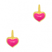 Metall Anhänger DQ Herz Gold-neon fuchsia pink (Nickelfrei)