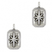 Metall Anhänger DQ Stern Antik silber (Nickelfrei)