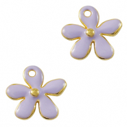 Metall Anhänger DQ Blume Gold-violett (Nickelfrei)