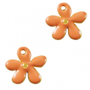 Metall Anhänger DQ Blume Gold-orange (Nickelfrei)