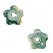 DQ Griechische Keramik Perlen Blume Ocean wave green-brown