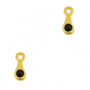 Metall Anhänger DQ Tropfen Gold-schwarz (Nickelfrei)