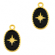 Metall Anhänger DQ Stern Gold-schwarz (Nickelfrei)