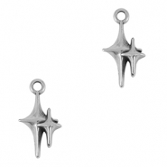 Metall Anhänger DQ Stern Antik silber (Nickelfrei)
