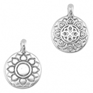 Metall Anhänger DQ Blume Antik silber (Nickelfrei)