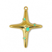 Metall Anhänger DQ Kreuz Veraman Blue-Gold (Nickelfrei)