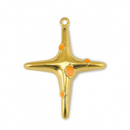 Metall Anhänger DQ Kreuz Orange-Gold (Nickelfrei)