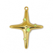 Metall Anhänger DQ Kreuz Lime Yellow-Gold (Nickelfrei)