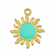 Metall Anhänger DQ Sonne Veraman Blue-Gold (Nickelfrei)