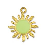 Metall Anhänger DQ Sonne Lime Yellow-Gold (Nickelfrei)
