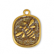 Metall Anhänger DQ Biene Glitter Topaz-Gold (Nickelfrei)