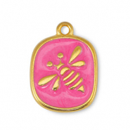 Metall Anhänger DQ Biene Pearl Fuchsia-Gold (Nickelfrei)