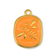 Metall Anhänger DQ Biene Orange-Gold (Nickelfrei)