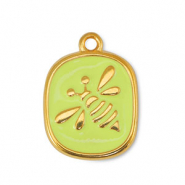 Metall Anhänger DQ Biene Lime Yellow-Gold (Nickelfrei)
