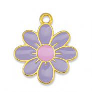 Metall Anhänger DQ Blume Lilac-Light Pink-Gold (Nickelfrei)