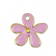 Metall Anhänger DQ Blume Light Pink-Gold (Nickelfrei)