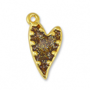 Metall Anhänger DQ Herz Glitter Topaz-Gold (Nickelfrei)