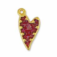 Metall Anhänger DQ Herz Glitter Red-Gold (Nickelfrei)