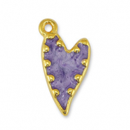 Metall Anhänger DQ Herz Pearl Purple-Gold (Nickelfrei)