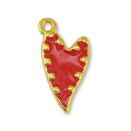 Metall Anhänger DQ Herz Pearl Red-Gold (Nickelfrei)