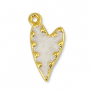 Metall Anhänger DQ Herz Pearl White-Gold (Nickelfrei)