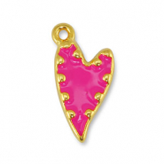 Metall Anhänger DQ Herz Fuchsia-Gold (Nickelfrei)