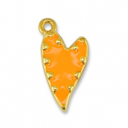 Metall Anhänger DQ Herz Orange-Gold (Nickelfrei)