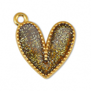 Metall Anhänger DQ Herz Glitter Topaz-Gold (Nickelfrei)