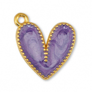 Metall Anhänger DQ Herz Pearl Purple-Gold (Nickelfrei)