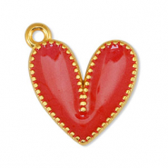 Metall Anhänger DQ Herz Pearl Red-Gold (Nickelfrei)
