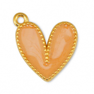 Metall Anhänger DQ Herz Pearl Light Orange-Gold (Nickelfrei)
