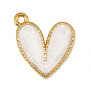 Metall Anhänger DQ Herz Pearl White-Gold (Nickelfrei)