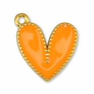 Metall Anhänger DQ Herz Orange-Gold (Nickelfrei)